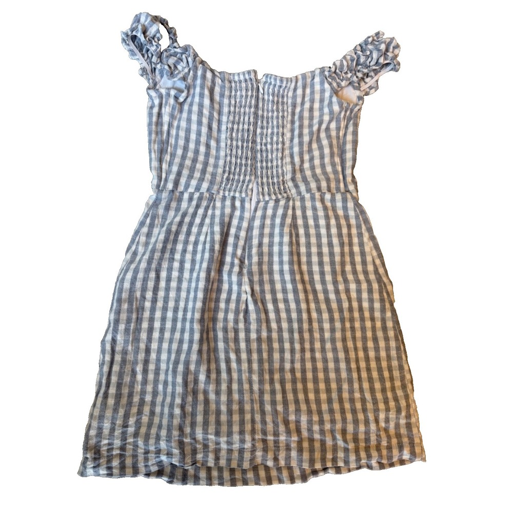 Abercrombie Fitch Women Blue & White Gingham Mini Dress Ruffle Sleeve Sz S - Picture 3 of 6